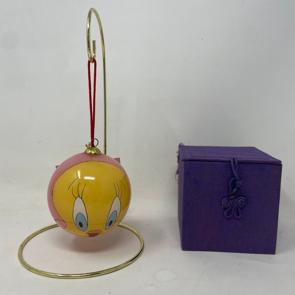 Vintage 1996 Looney Tunes Tweety Bird Inside Painted Glass Ornament Midwest‎ Box